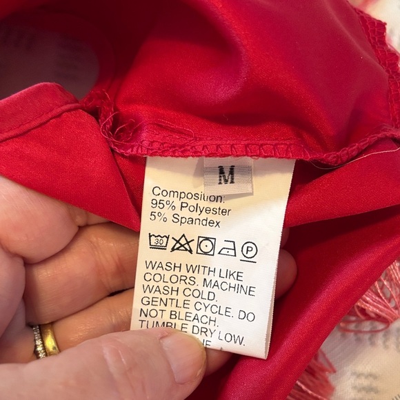 Boho Style Red Fringe Crop Top Size Medium - Picture 7 of 7